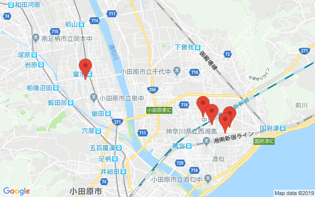 小田原の保険相談窓口のマップ